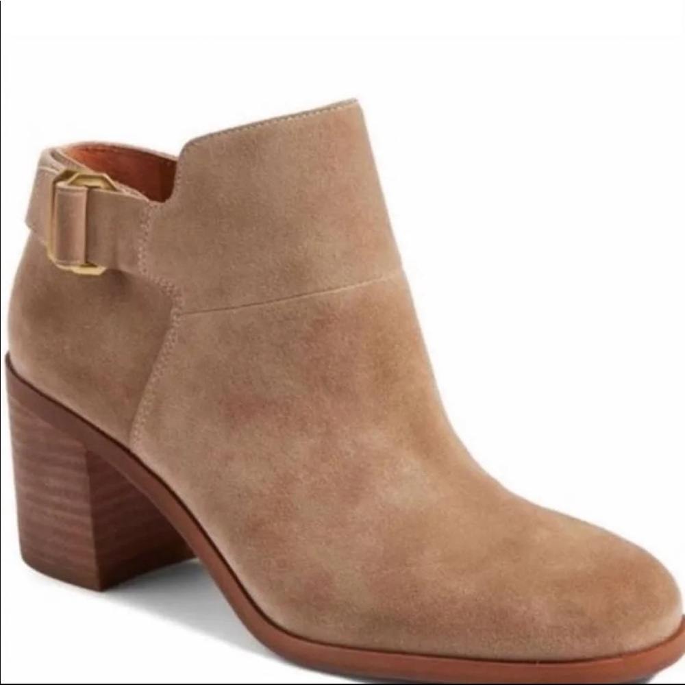 Franco Sarto Women’s Matisse Tan Suede Buckle Ankle Boots - size 9